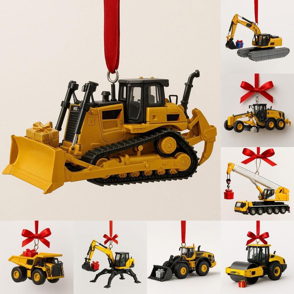 Advent Calendar 2025 2D Flat Acrylic Heavy Equipment Construction Vehicle Ornaments Christmas Advent Calendar Xmas Countdown Cal