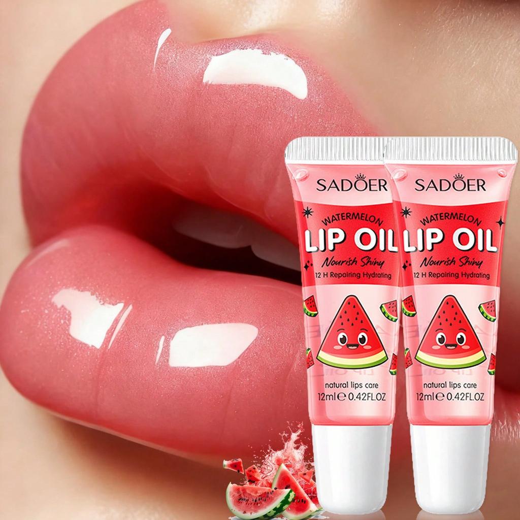 1PC Watermelon Moisturizing&Brightening Lip Oil, Lipstick, Moisturizing And Moisturizing, Anti Dryne