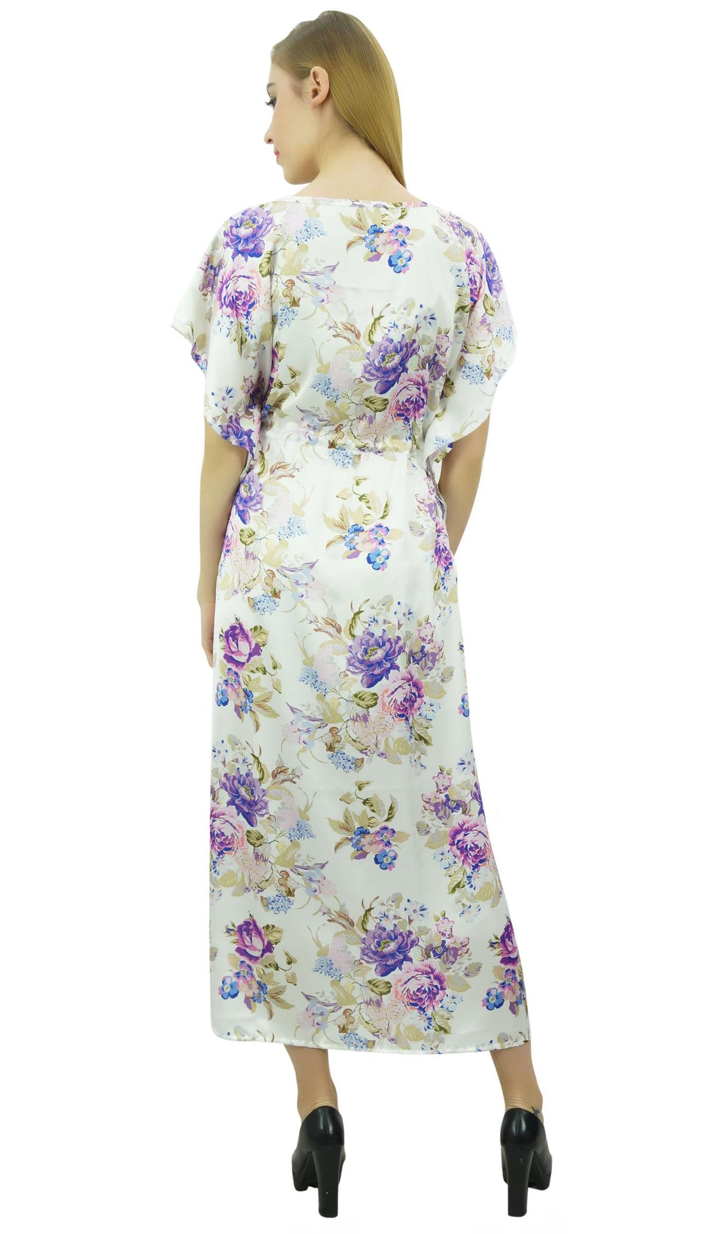 

Bimba Women s Long Maxi Kaftan Drawstring White Floral Getting Ready Gown - 8 білий