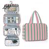 Multifunctional Organizer for Daily Essentials Stripes Travel Toiletry Bag 4 Compartments Waterproof Makeup Foldable Shower Kit Camping And Gym Case,