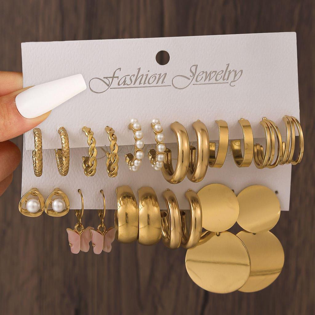 Elegant Hoop Earrings Set for Women with Textured Pattern