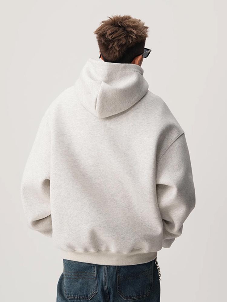 Herren Schwergewicht Boxy Amerikanischer Stil Cleanfit Locker Kurz Hoodie