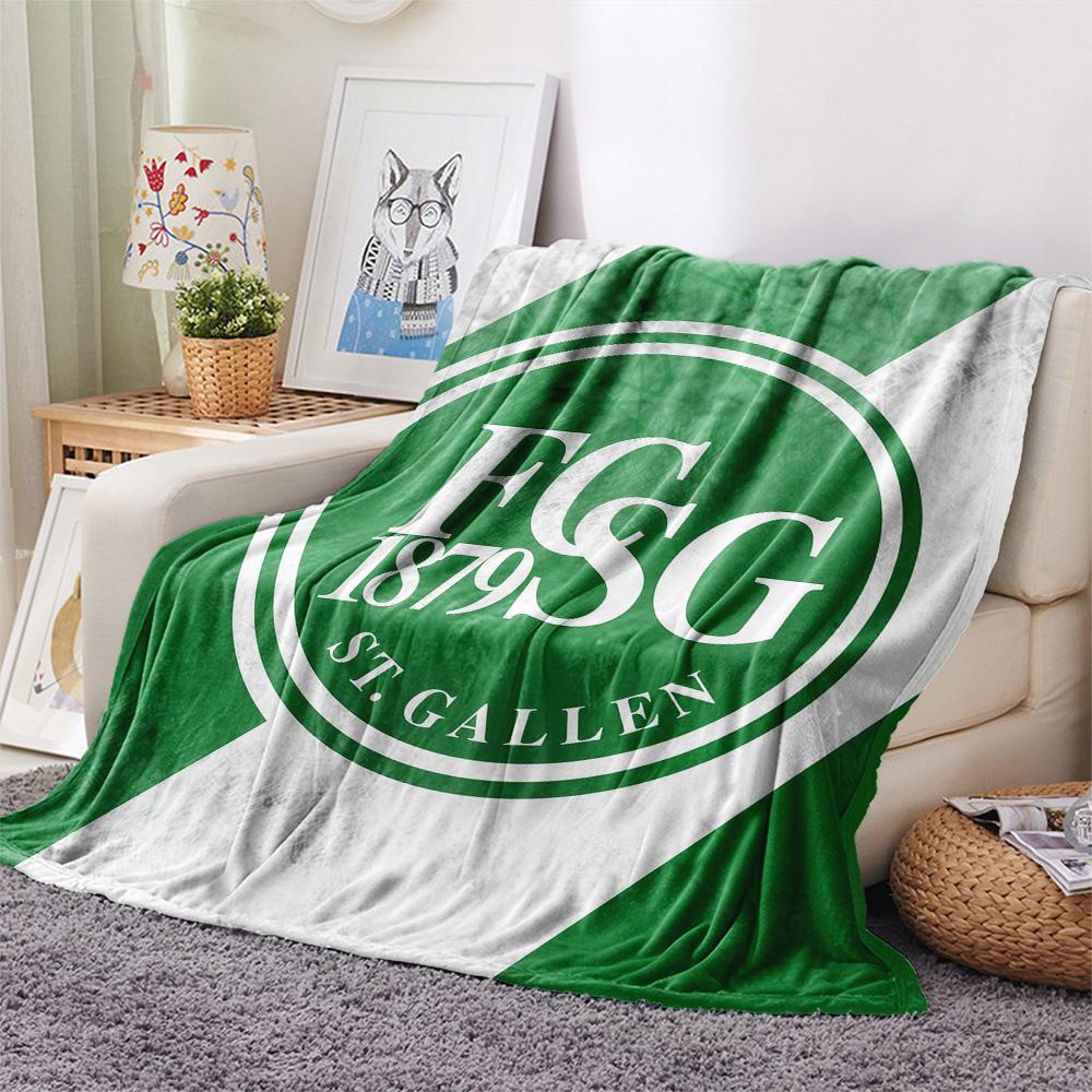 St. Gallen Voetbalclub Print Flanellen Deken, Hoge Kwaliteit Comfortabel voor Alle Seizoenen, Woondecoratie, Warmte en Comfort