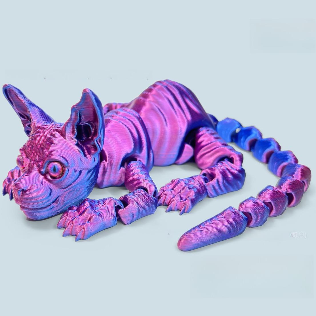 

3D-печатная фигурка кошки сфинкса, реалистичная бесшерстная кошка, милая 3D-печатная игрушка, подвижная игрушка-непоседа для влюбленных, домашний декор 16.2CM