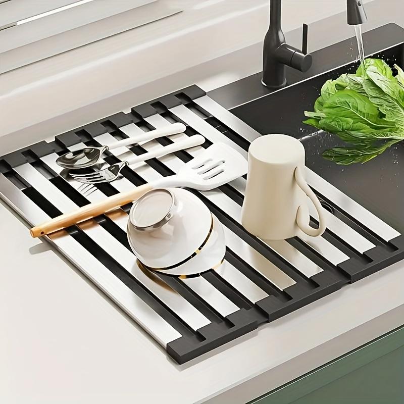 Foldable Sink Dish Rack, Anti-Rust & Space-Saving. Dries Dishes & Veggies Fast. Perfect for Small Kitchens.
