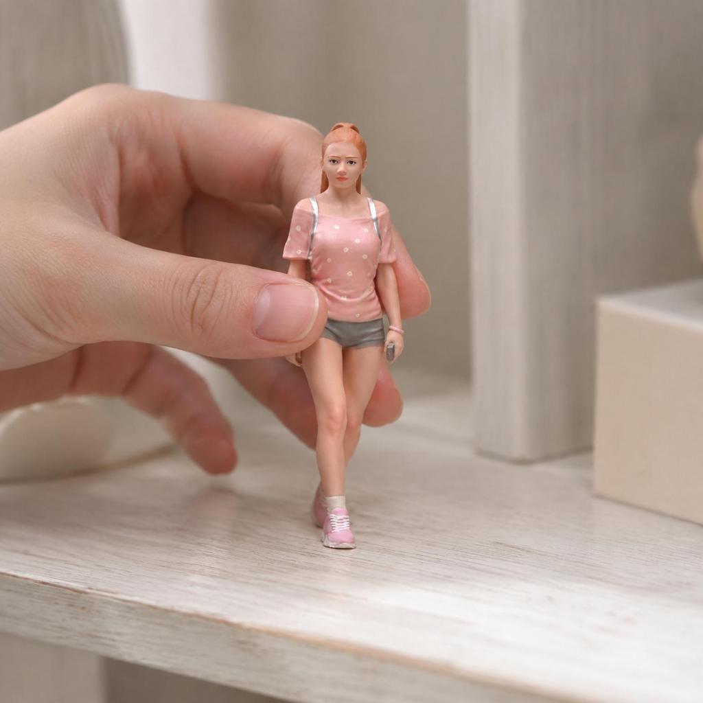 Static Miniature Figure with Shoulder Bag Elegant for Display Shelves, Hobbyists