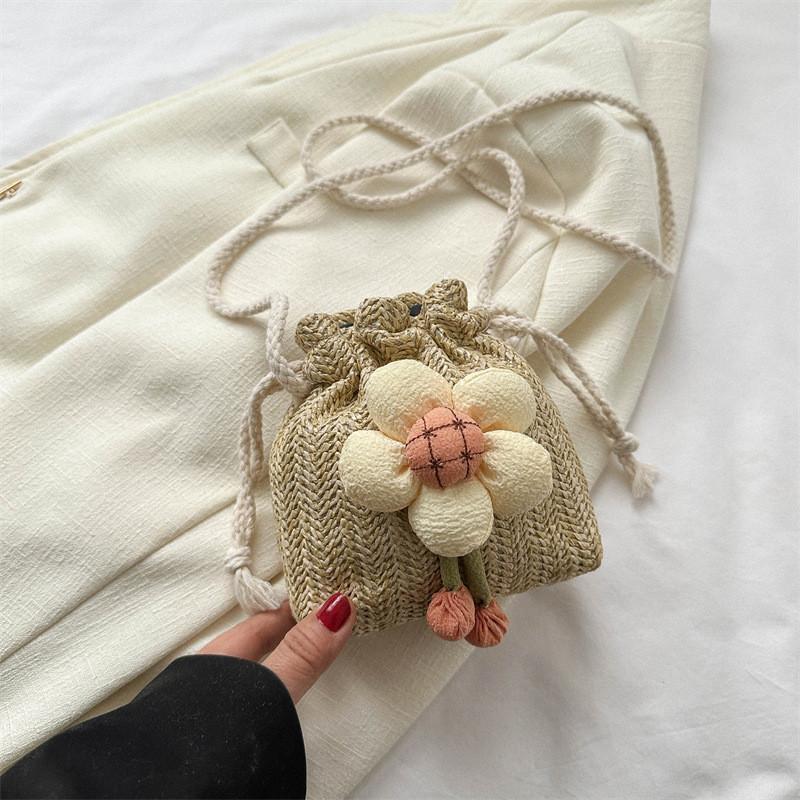 

Stylish Woven Drawstring Bucket Bag Women s Bag 2023 Summer Casual Crossbody Bag хакі