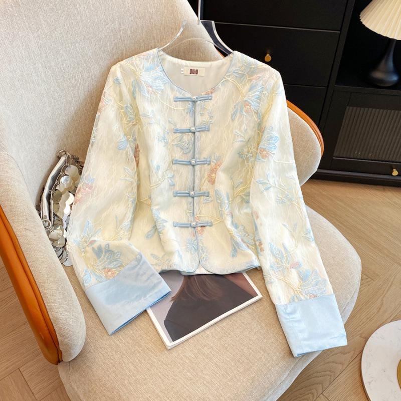 Silk Embroidered Retro Plus Size Long Sleeve Jacket - Flaw Concealer & Age Reducer