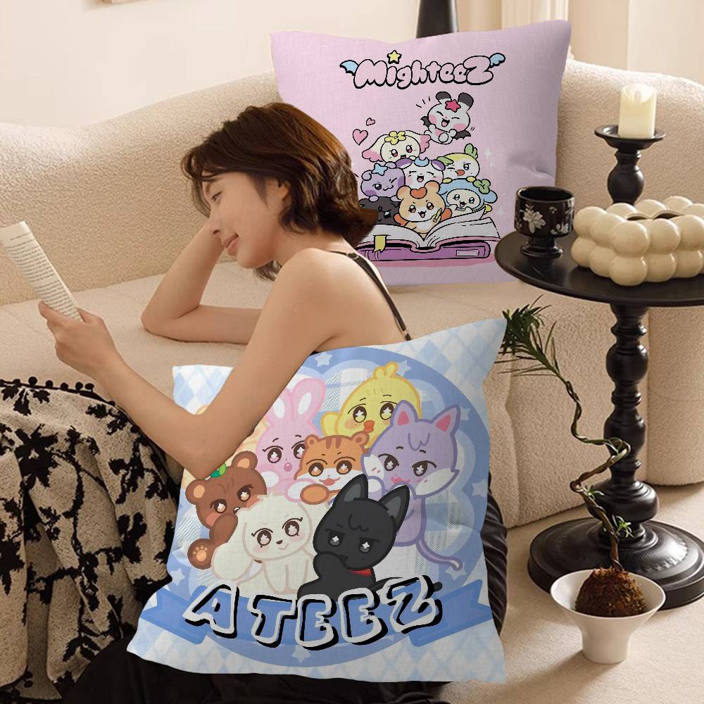 Kpop Group A-Ateez Pillowcase toon Gift Cushion Cover Bedroom Home Sofa Chair Seat Decor pillow case