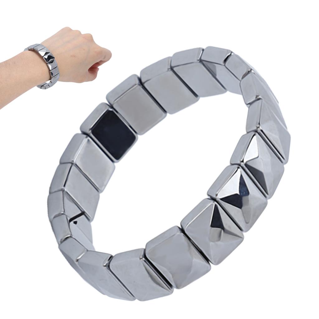 Terahertz Stone Bracelet Fashionable Faceted Rectangle Pain Relief Energy Stone Bracelet for Men