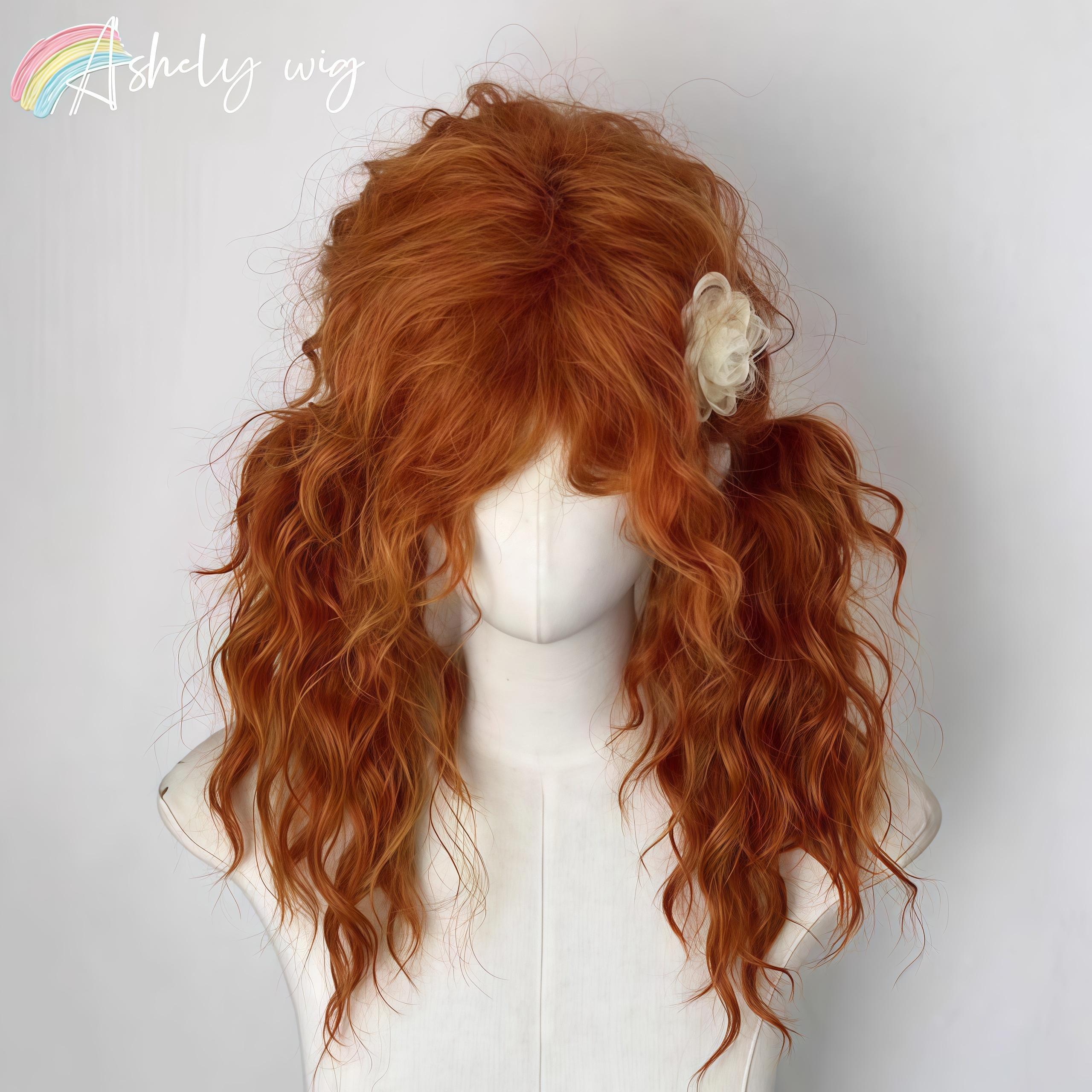

Pumpkin Orange Wig for Women 22inch Curly Hair Wigs High Quality Fibers Cute Synthetic Wig Deguisement Femmes Headband Wigs (orange,22inches)