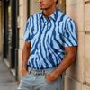 Camicia da uomo a maniche corte con bottoni e stampa leopardata, top casual estivo da resort