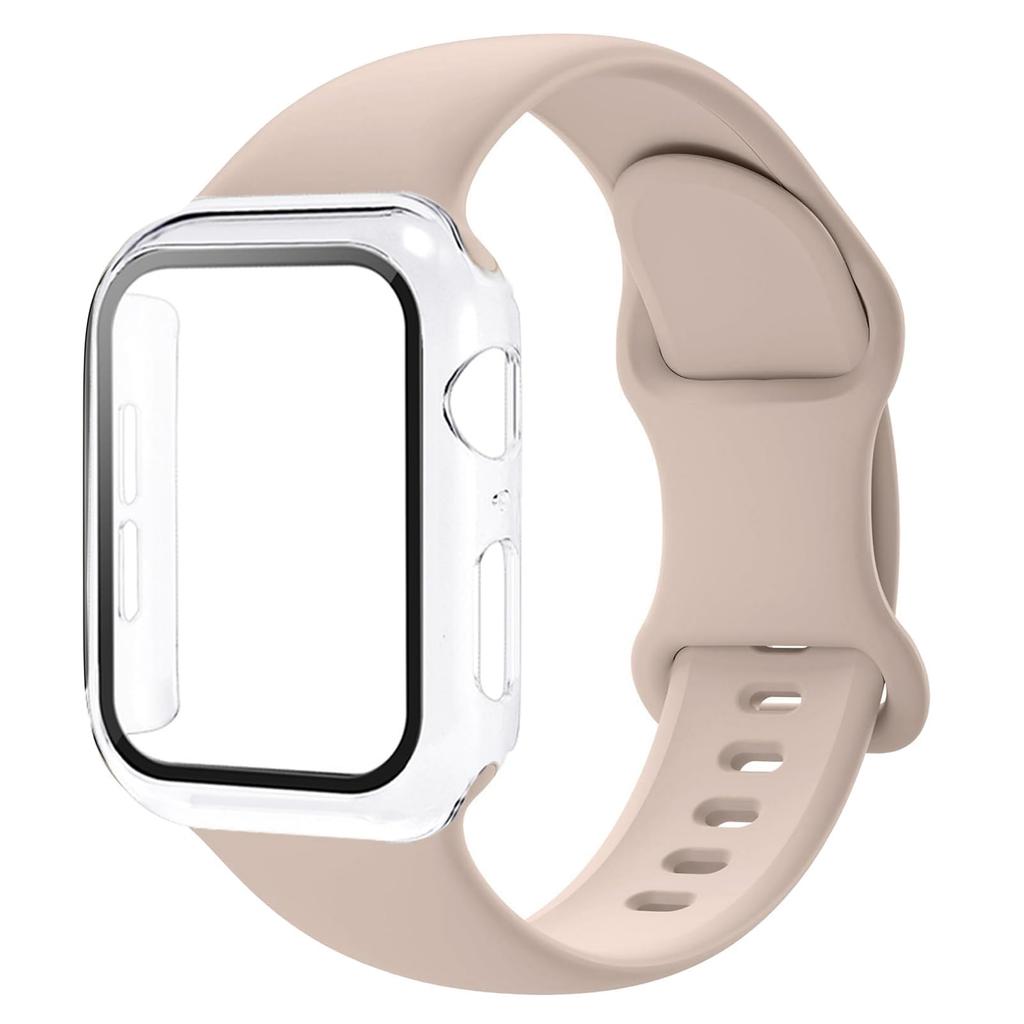 PC Case+Straps For Apple Watch band 44mm 45mm 40mm 46mm 41mm 42mm 49mm Sport Silicone Bracelet iWatch series 10 8 7 se 9 ultra 2