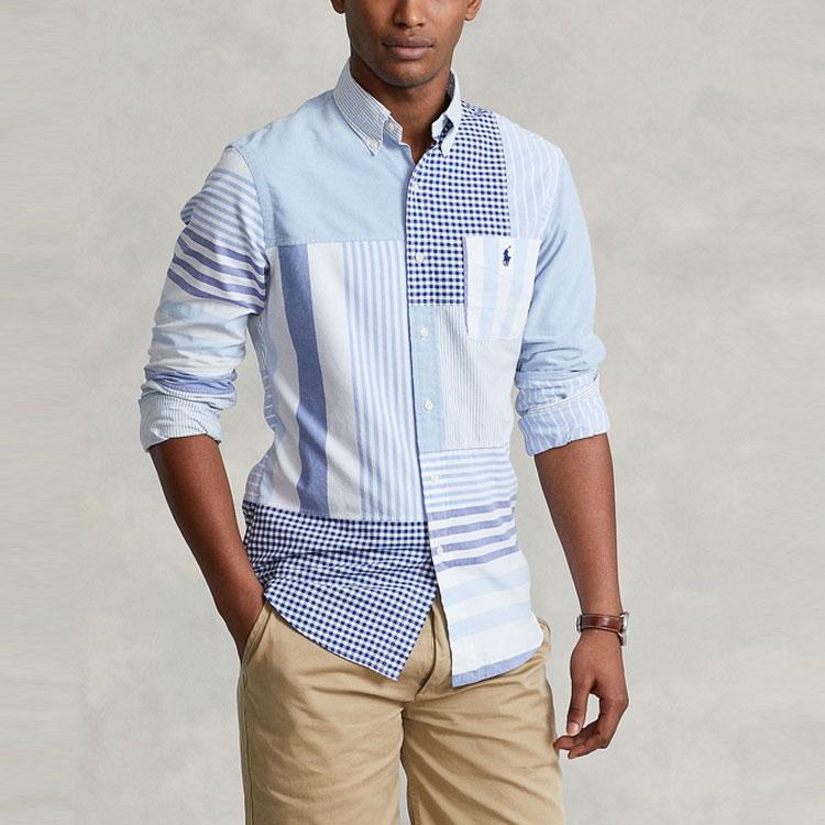 Polo Ralph Lauren SS22 Classic Oxford Cloth Fun Striped Shirt Men Shirts Blue MNPOWOV16821970-999