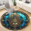 1pc StainedGlass Mandala Office Round Area Rug, Indoor Mat Suitable For Office, Under Office Chairs Bedroom Living Room Home Decor, Room Deco