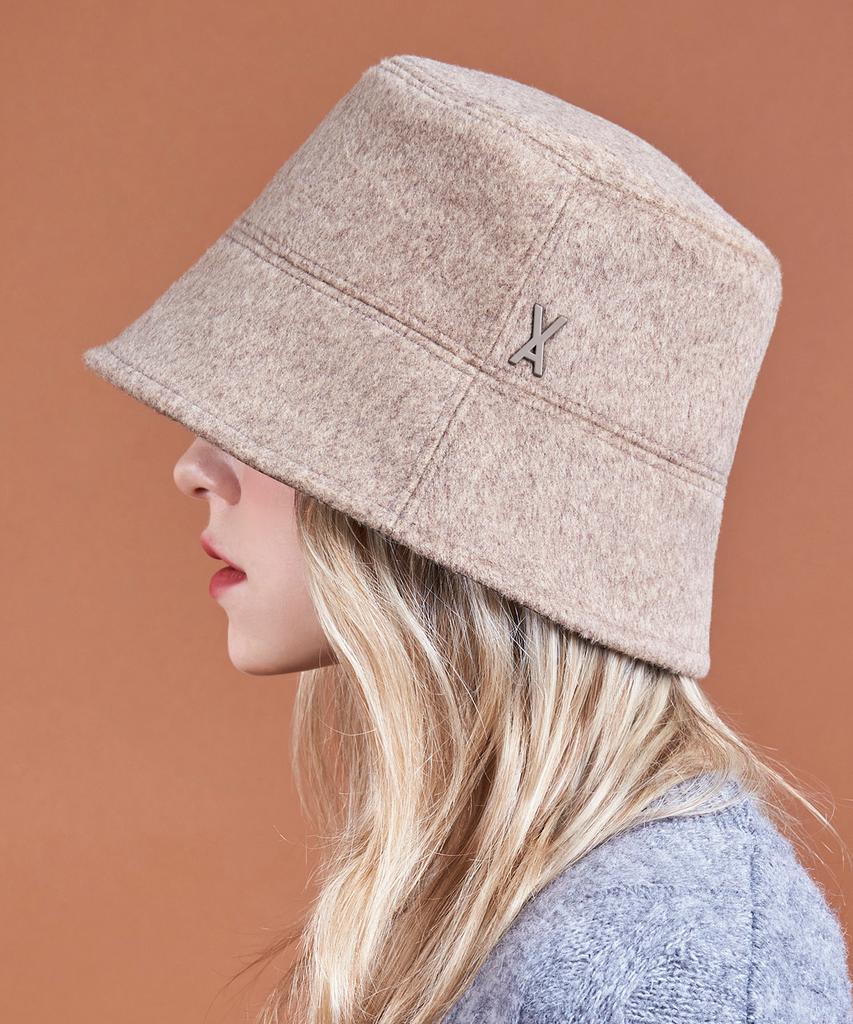 Bajal Studded Drop Oversized Wool Bucket Hat Brown