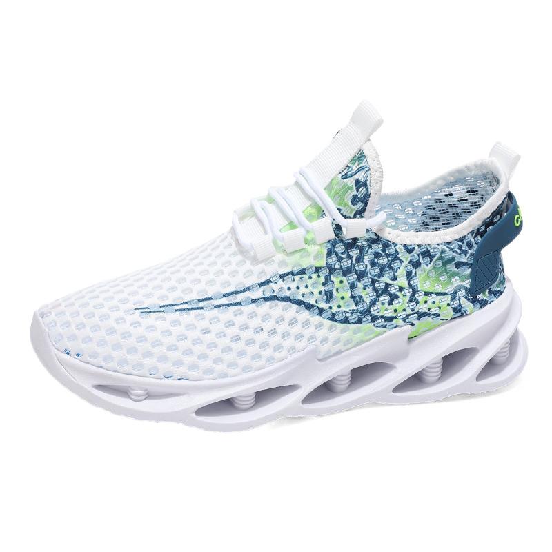 Men's Shoes Summer Sports Breathable Mesh Hollowed Casual Shoes Men's Heightening Shock Absorption Single Mesh Thin Running Tide Shoes