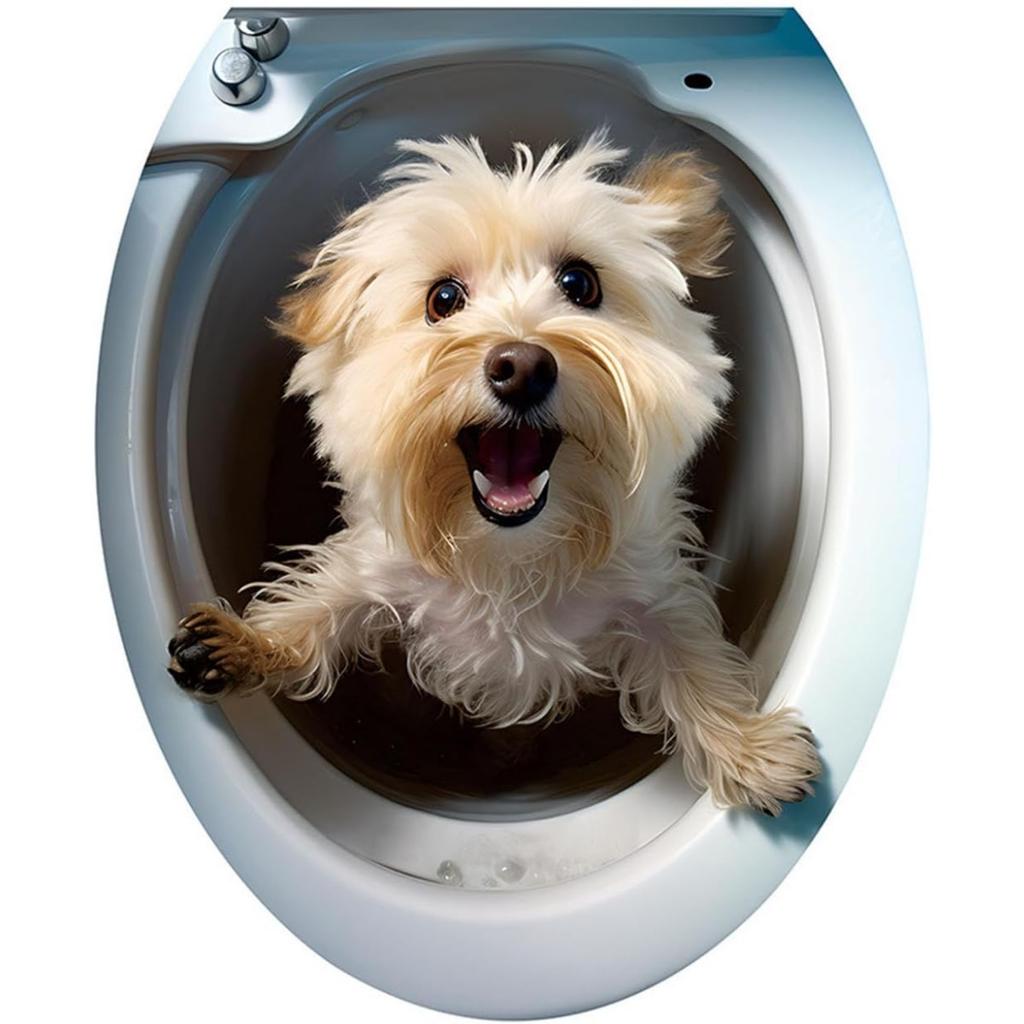 Lustiger Toilettendeckelaufkleber mit Haustieren, dekoratives Badezimmer-Aufkleber-Set, mehrere Designs