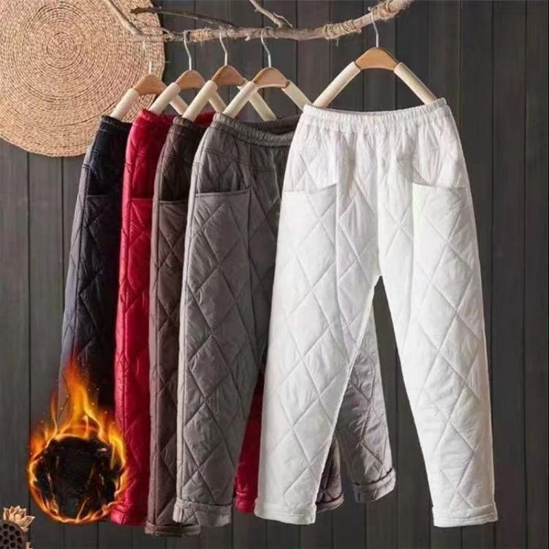 Ultra-thin Down Pants Women's New High-grade Loose Outside Winter Thickened High-waisted Straight Cotton Pants