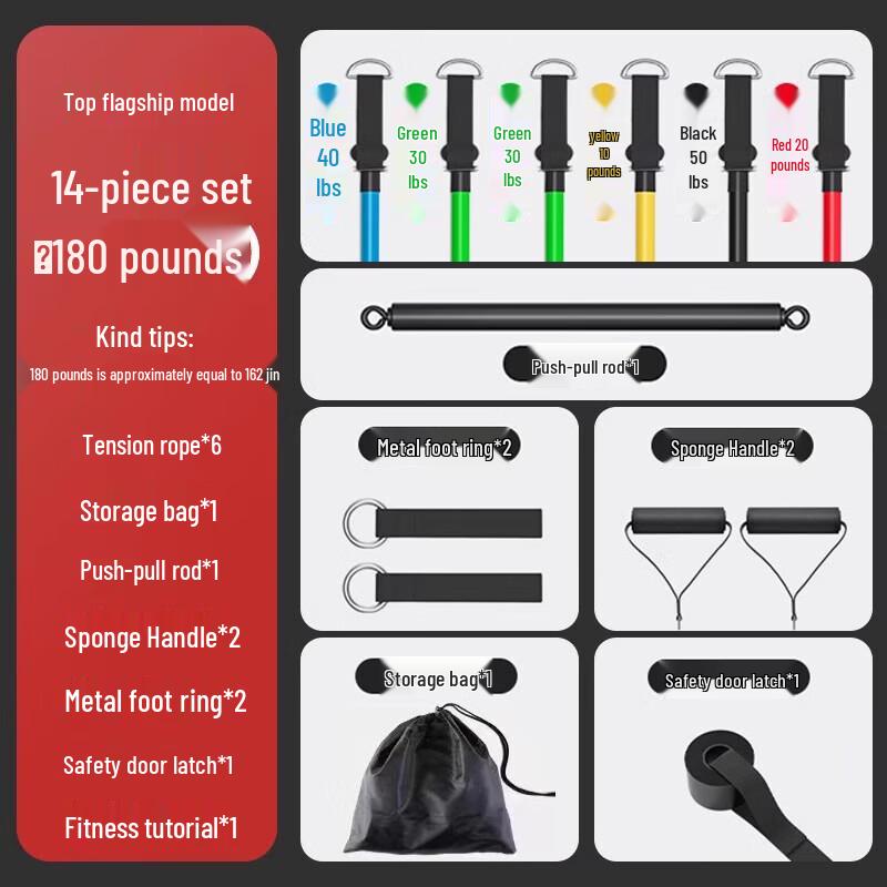 

WEZHO 180lb Full Body Resistance Band Set