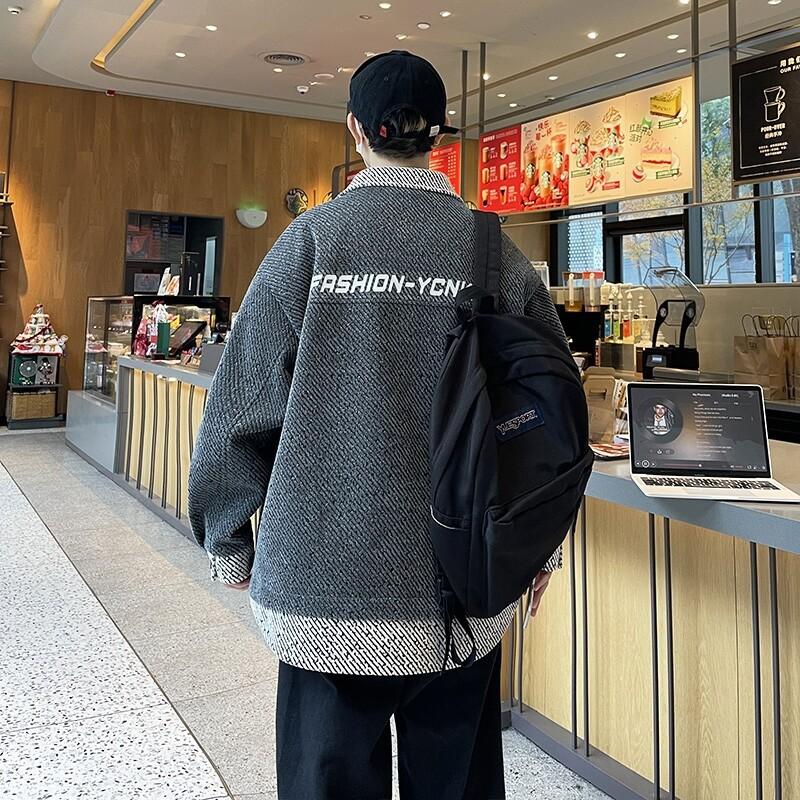 New Fake Two-piece Jacket Men's Loose Spring Single-breasted Top for Junior and Senior High School Students Casual Jacket