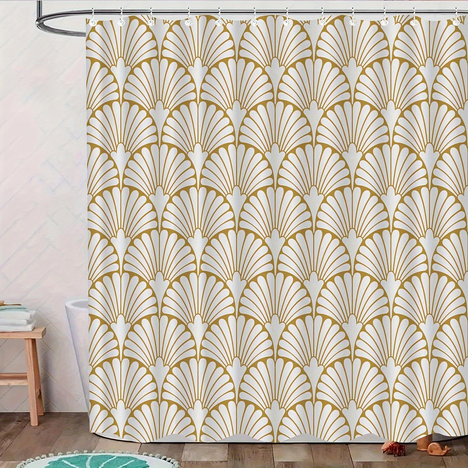 Elegant Nordic Ginkgo Leaf Shower Curtain, High-End Washable Polyester, Hooks Included, Knit Fabric, Machine Washable W90xH180cm