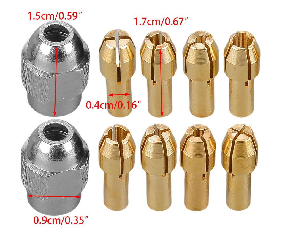10Pcs Drill Collet Nut Set Repair Kit For Rotary Tool Drill Bits Sanding Drums Polishing Wheels