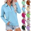 Women's Casual Long Sleeve Button Down Shirt Color Collared Top for Everyday Wear