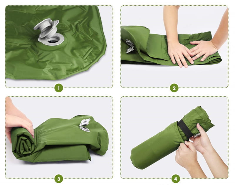 Inflatable mattress with built-in pump for one person, tourist, self-inflating