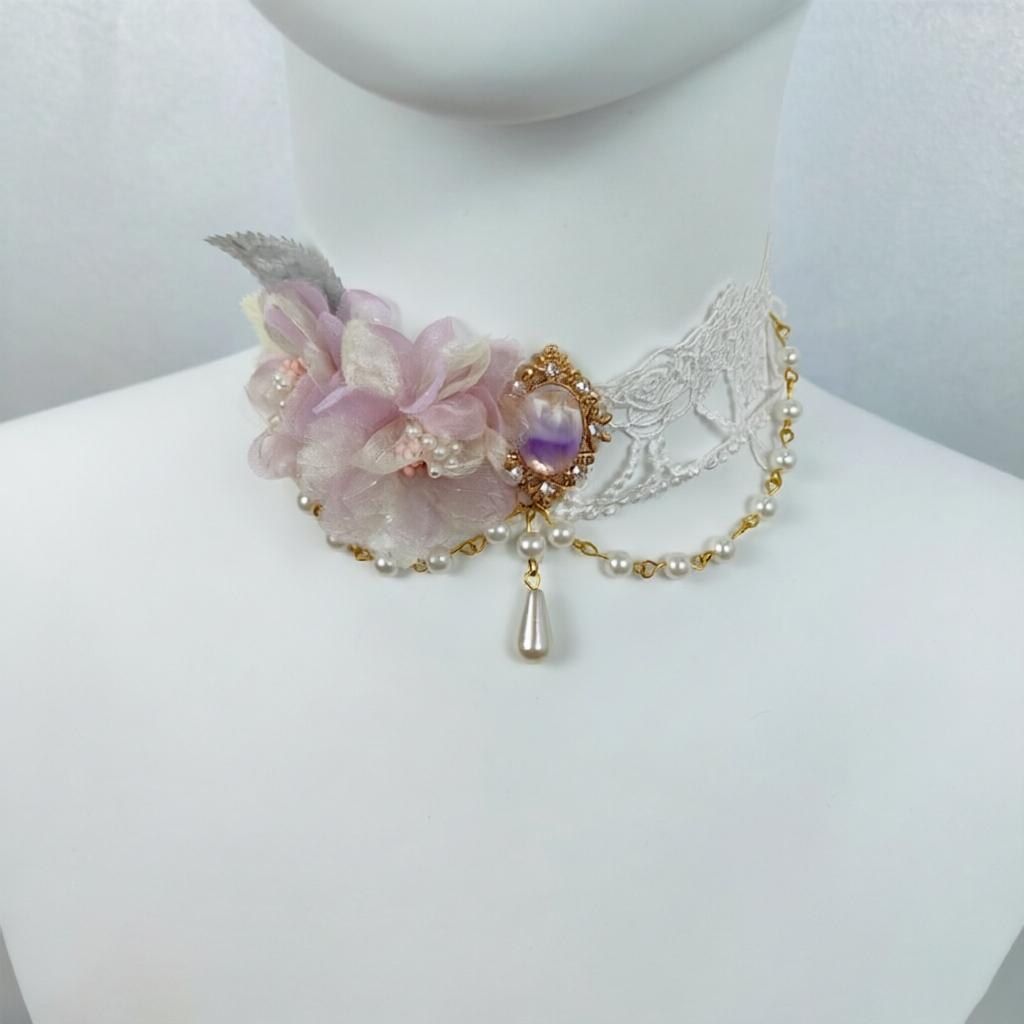 Elegant Retro Rose Flower Collarbone Chain Necklace Gothic Lolita Black Lace Collar Choker Ornament Wedding Halloween Accessorie