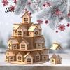 Weihnachtsparty Dekoration Holz Adventskalender, 24 Haus Countdown Display Ständer mit Baum Kalender Form, Festlicher Feiertag Tischplatte Regal