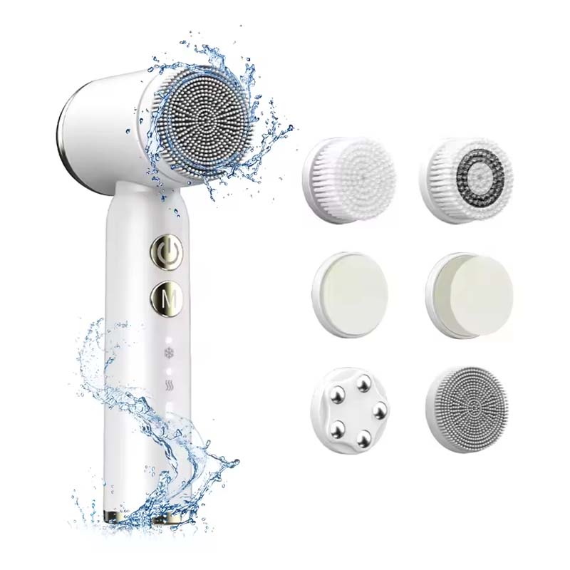 IFINE Rechargeable Hot Cold Electric Sonic Silicone Facial Cleansing Brush Beauty Replacement Brush Heads Face Ionic Household
