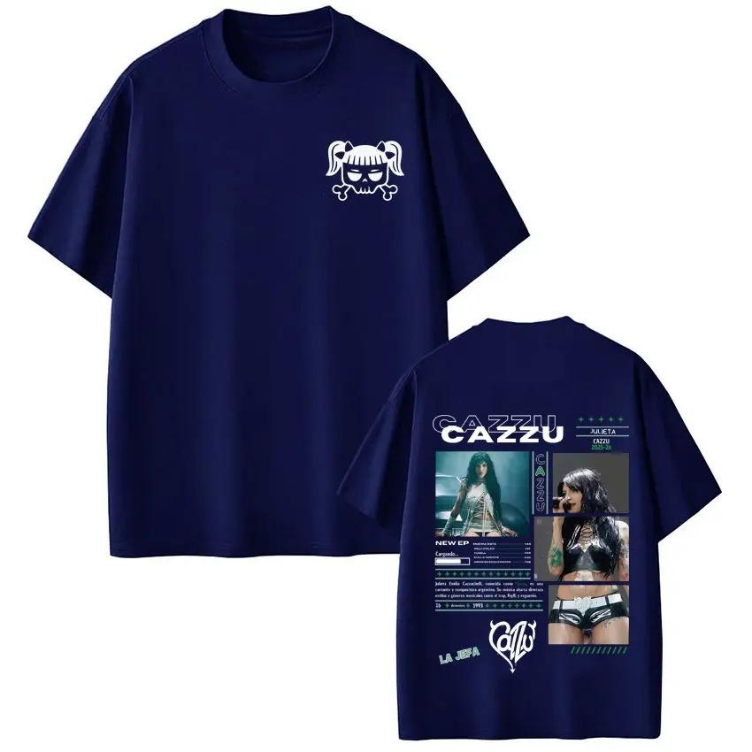 Shortsleeved Loose Cotton Aesthetic Oversized Tshirt Singer Cazzu 2026 Tour Graphic Tee Unisex Women Fashion Tshirts Fan Gifts