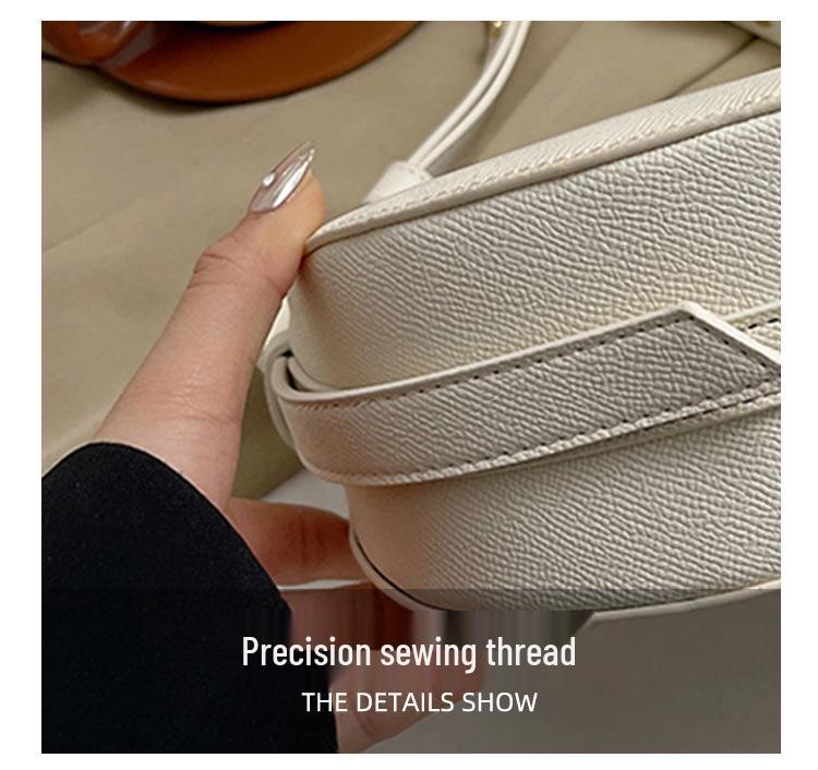 Trendy Lychee Grain French Crescent Crossbody Bag - High-End Fashionable Saddle Design