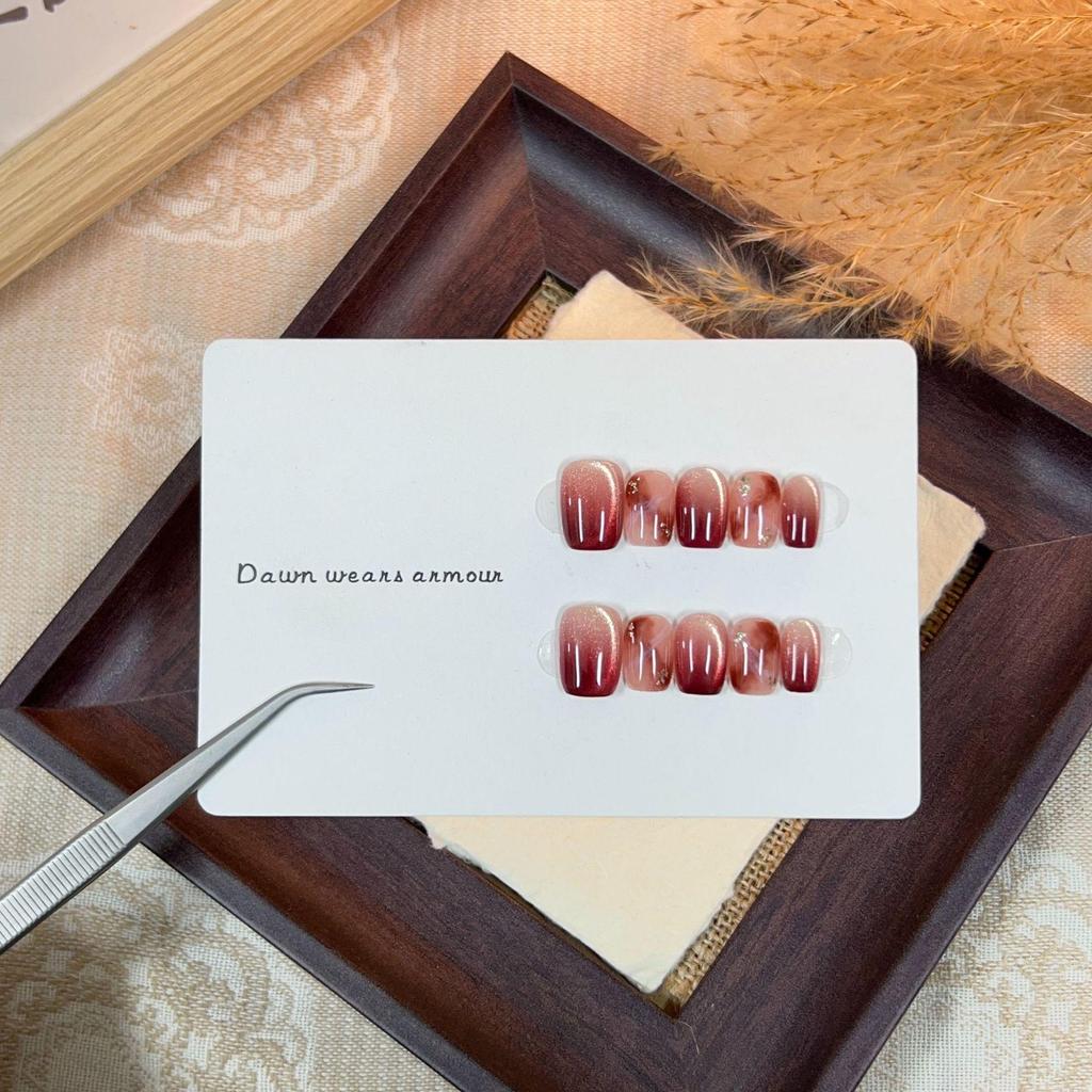Xi Xiao Xi Yan Ling Cherry Cat Eye Wearable Nails - Gentle, Skin-Whitening, Pure Handmade.
