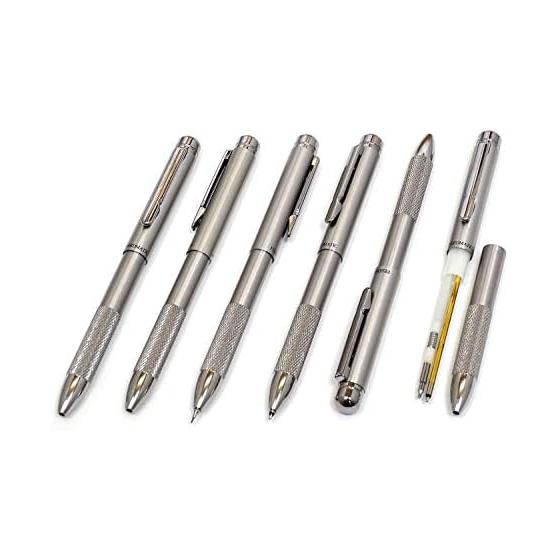 Eco-Leather Pen Case Black, All-Metal Rotating Ball & Sharp Notch Grip Set, 2-Pack T23-BR-B-BSMM-2, Made In Japan Faux Leather Pen Case, 2-in-1