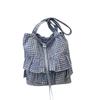 2025 fashionable and popular plaid commuter simple tote bag underarm bag large capacity shoulder bag