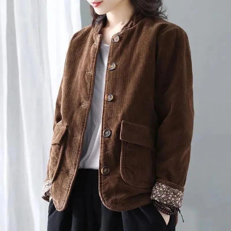 Coats for Women Winter Cotton Jacket Inner Lining Thickened Velvet Solid Color Loose Casual Coat Top