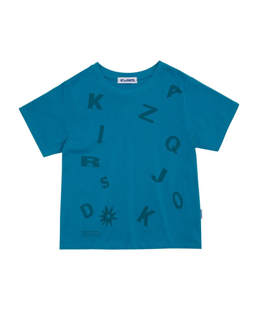 KIJIKO Ke404. Typo Semi Crop Tee Blue