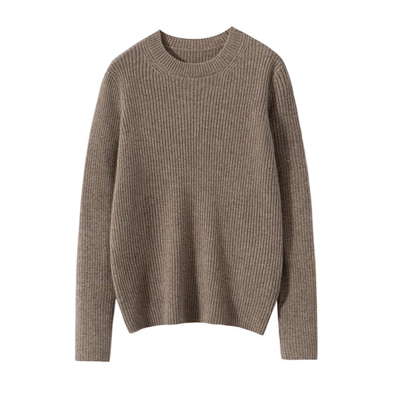 

Стильный женский шерстяной свитер вафельной вязки с полукруглым вырезом - Модный дизайн, скрывающий недостатки фигуры, в наличии XL