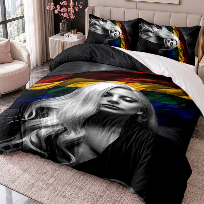 Lady Gaga 3Pcs Bedding Set Duvet Cover With Two Pillowcases For Bedroom Home Decoration