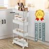 VECELO Kitchen 4 15cm x 40cm x Slim Rack with Storage Cart, Tiers, White, (W) (D) 86.5cm (H), Approx. 1.2kg Weight, Casters, Stylish, Space-Saving