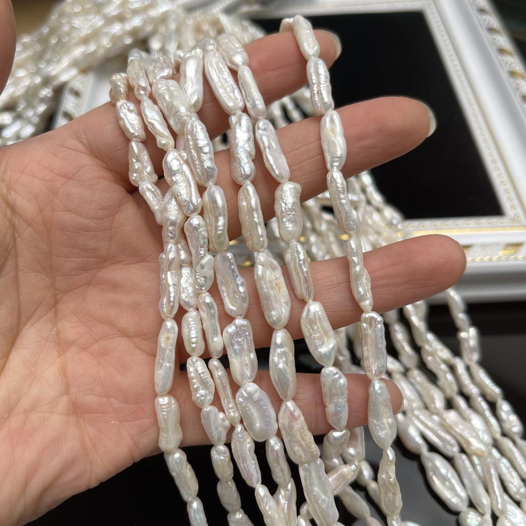 1String, White Natural Freshwater Pearls, Small Pipa Pearl Beads for Jewelry Making DIY Necklaces, Bracelets Crafts Length 36cm