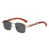 Featured Wooden Temple Full Frame Sunglasses Retro Square Large Frame Travel Glasses Catwalk Sunglasses