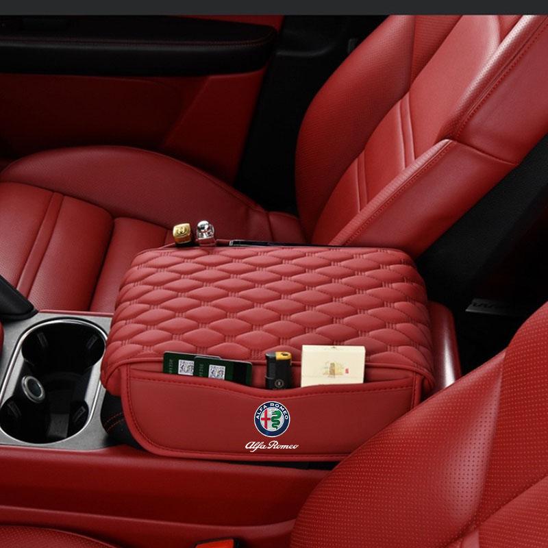 Car Armrest Box Height Pad Universal Leather Armrest Cushion For Alfa Romeo Giulia Stelvio Giulietta 159 147 156 166 Accessories