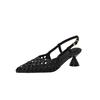 Fashion NEW Summer Women Sandals Fashion Shoes for Women Pointed Toe Strange Heel Shoes Cover Toe Slingback Sandals Weave Handmade Shoes