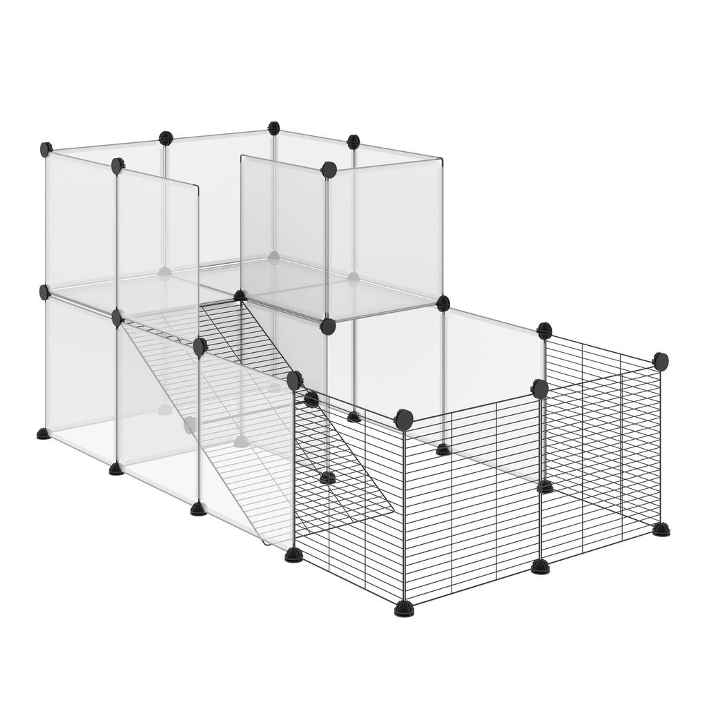 Enclosure for Small Animals DIY Design Modular Cage for Guinea Pigs Rabbits Chinchillas Small Pets 27 Panels Black
