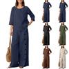 Women's Two Piece Outfit Set Short Sleeve Button Shirt with Irregular Hem and Loose Pants