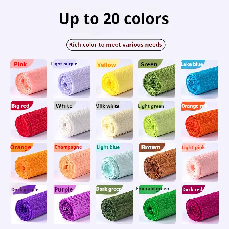 1Roll Crepe Paper 50x250cm Colored Roll Origami Crinkled Crepe Paper Craft DIY Flowers Decoration Wrapping Thickened Paper Craft