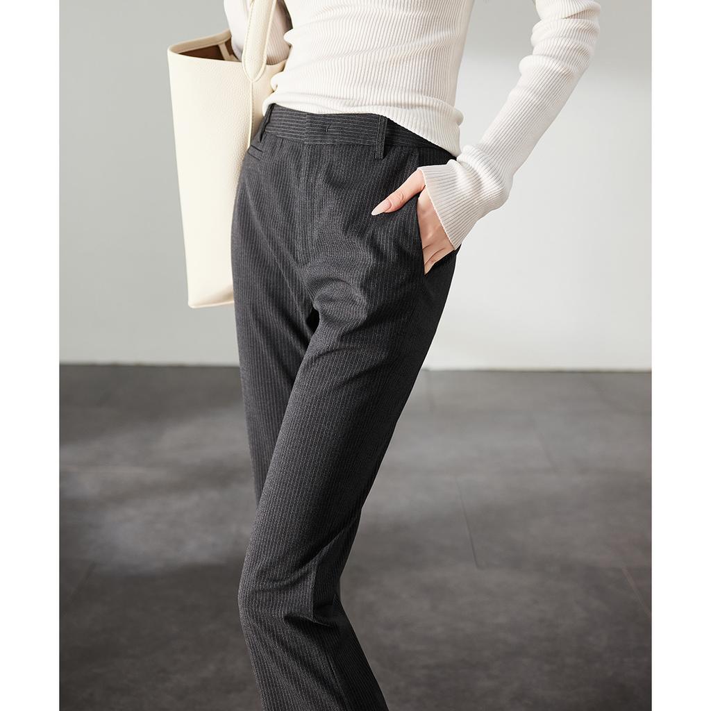 Minimalist Commuting Striped Flared Pants for Women